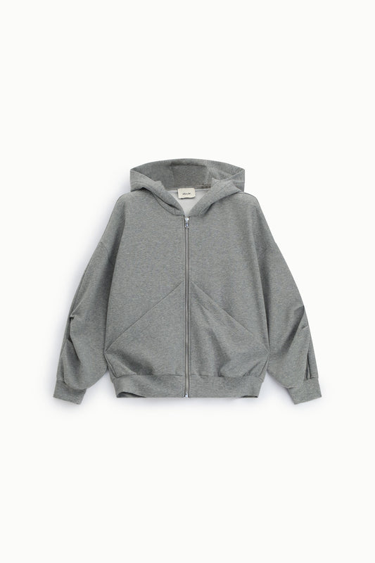 Felpa con cappuccio zip e tasche frontali