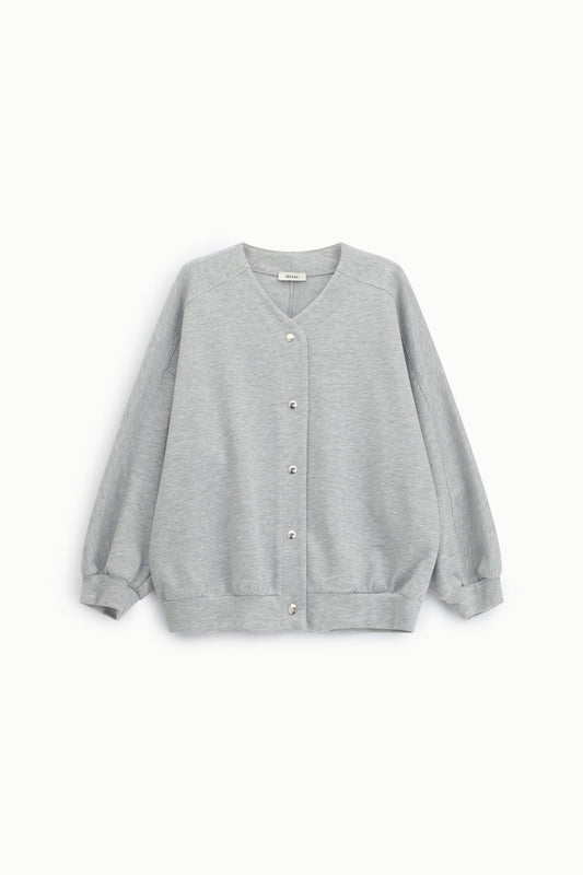Felpa senza cappuccio con bottoni e maniche raglan