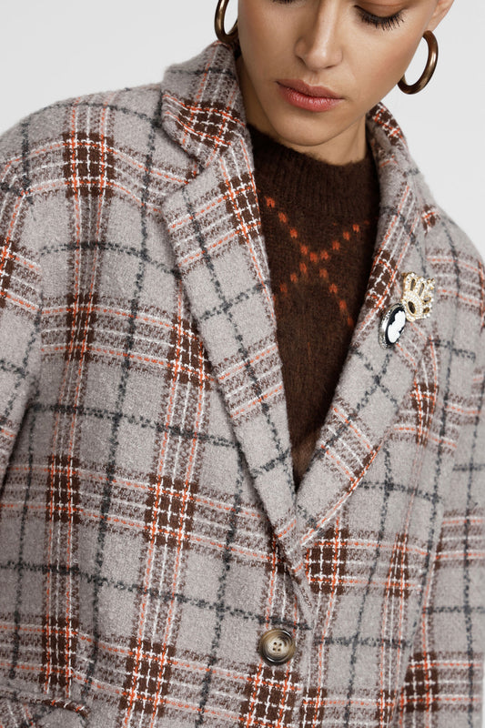 Blazer a quadri con chiusura a bottoni singoli