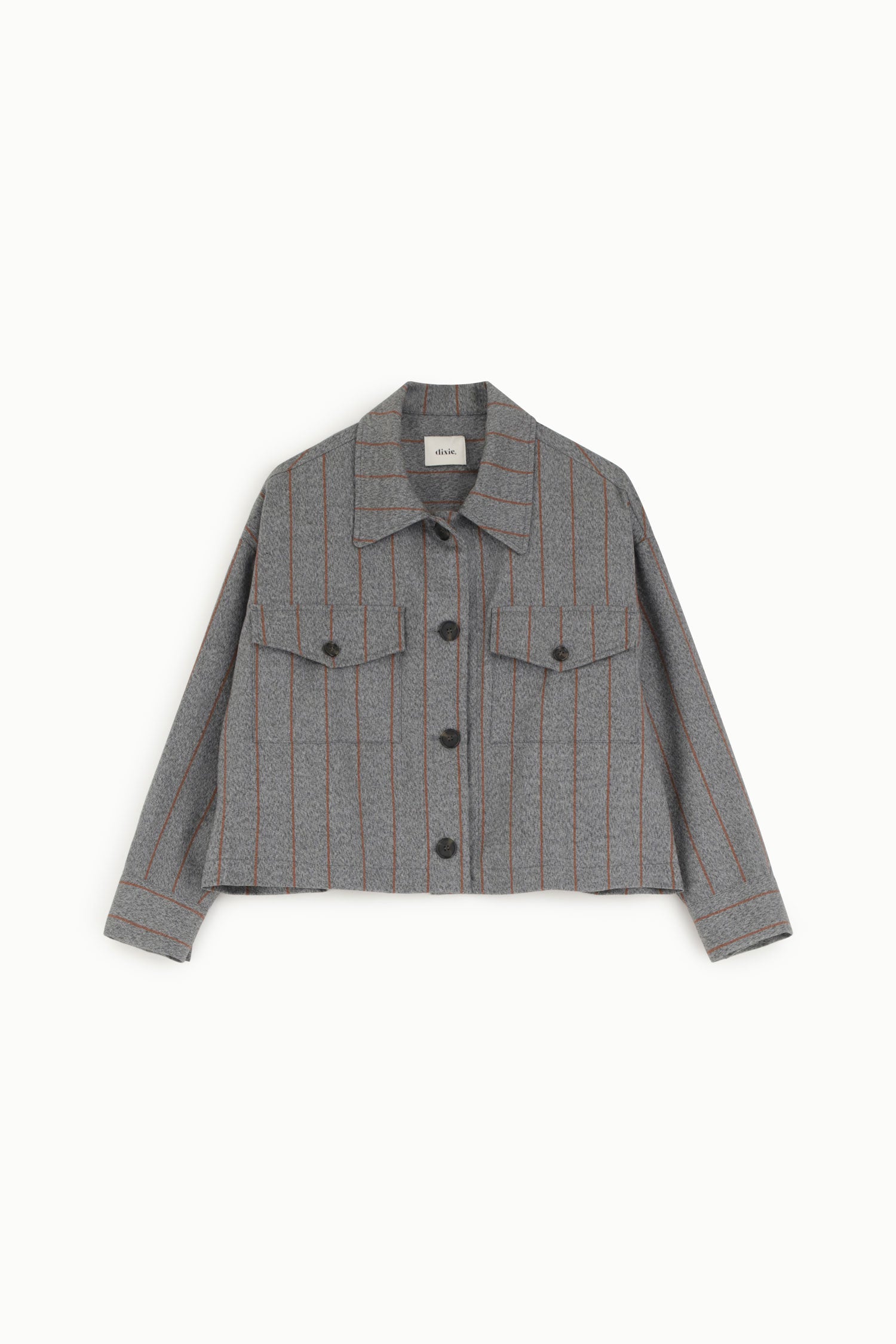 Blazer corto a righe con tasche frontali