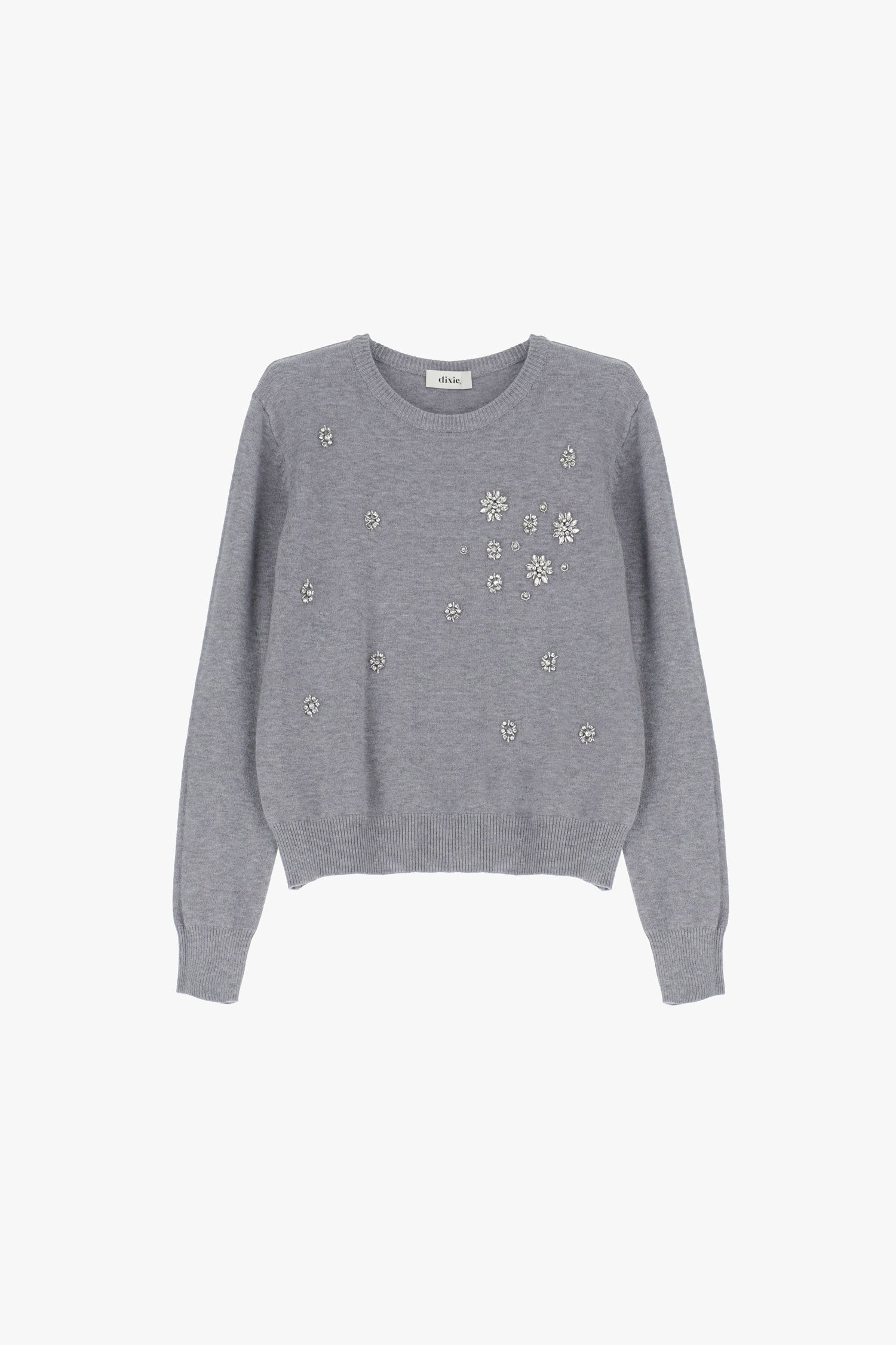 Maglione decorato con applicazioni floreali
