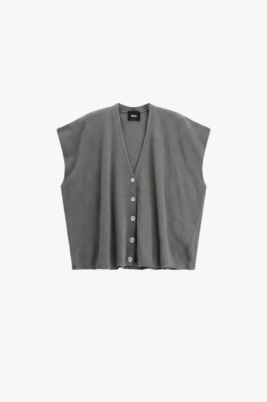 Maglione smanicato con bottoni e scollo a v