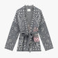 Cardigan con stampa vivace e cintura