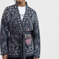 Cardigan con stampa vivace e cintura