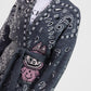 Cardigan con stampa vivace e cintura