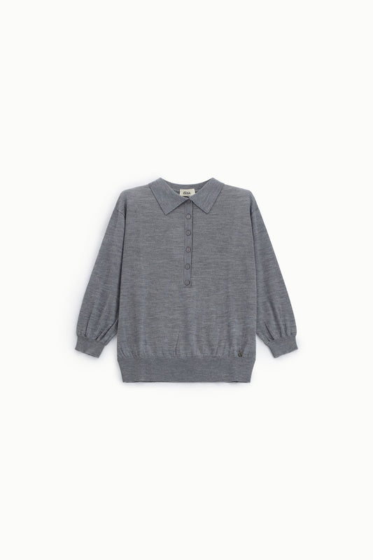 Maglione pullover con colletto e bottoni frontali