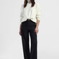 Pantaloni palazzo a righe con pinces e tasche laterali