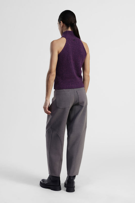 Pantaloni palazzo a vita alta con tasche