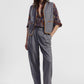 Trousers sartoriali a righe con pince e vita alta