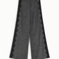 Pantaloni palazzo a vita alta con inserti laterali ondulati
