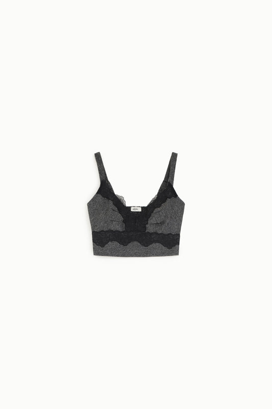 Top corto con spalline e bordo in pizzo