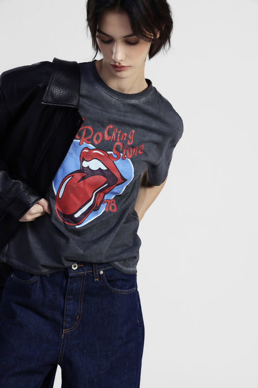 T-shirt girocollo stampa frontale e fit regular