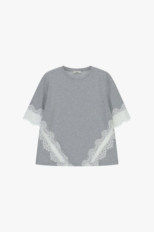 T-shirt maniche corte con inserti in pizzo