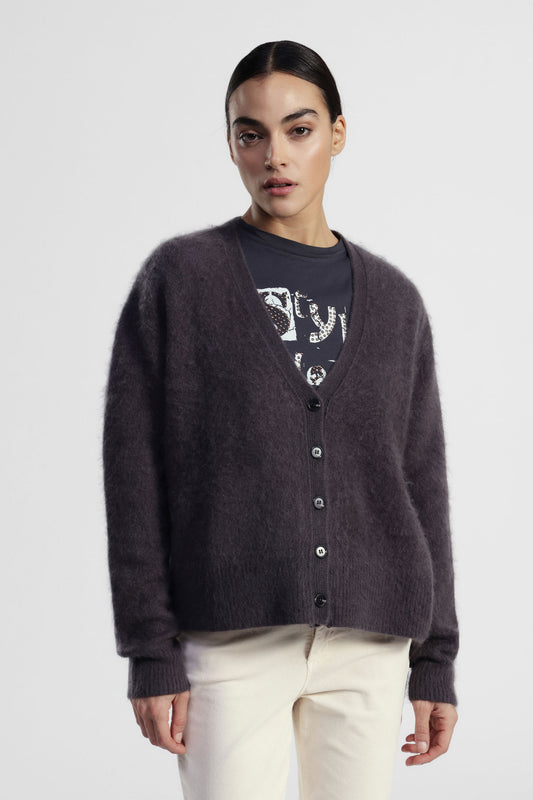 Cardigan con scollo a v e chiusura a bottoni