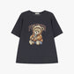 T-shirt girocollo stampa orsetto e lettering