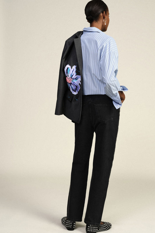 Jeans straight-leg cinque tasche vita media