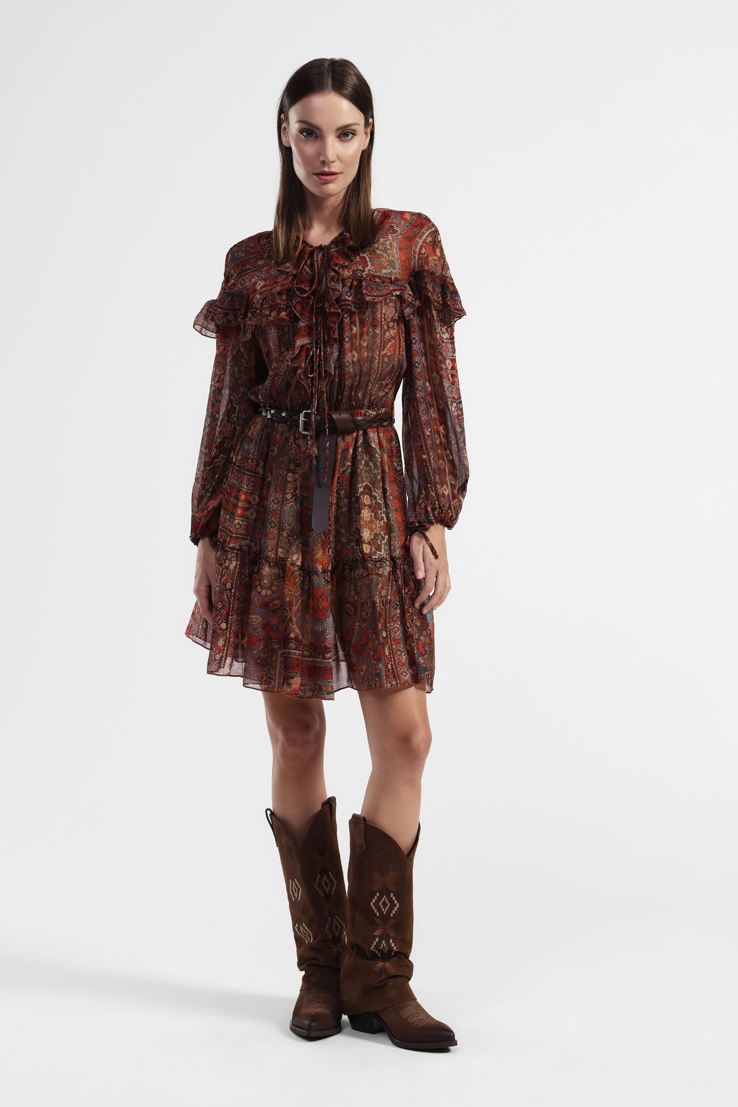 Vestito con maniche lunghe e stampa