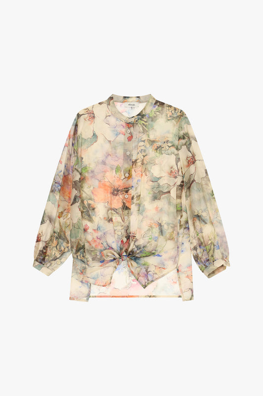 Camicia fantasia floreale con nodo frontale