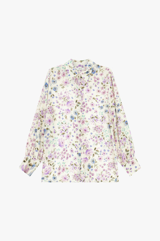 Camicia con stampa floreale e maniche lunghe