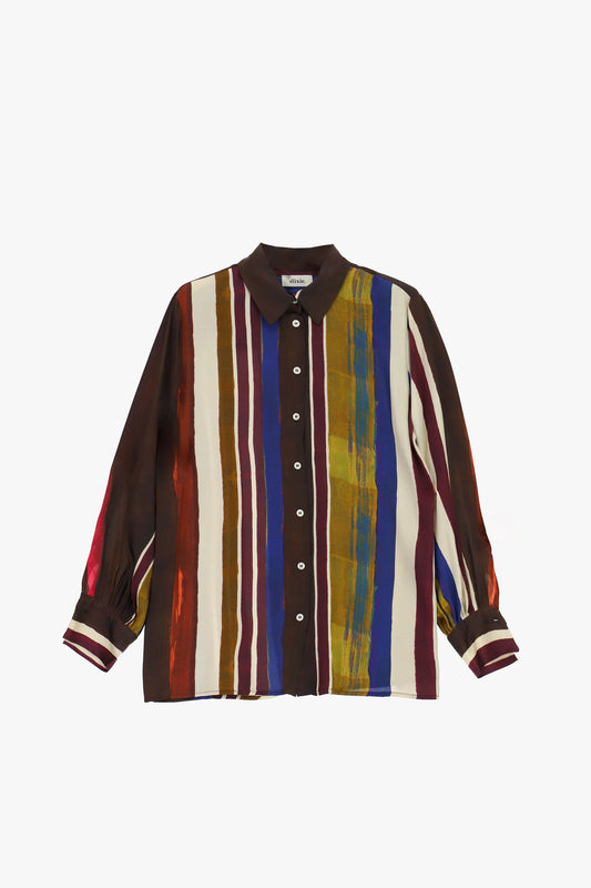 Camicia a righe multicolore con maniche lunghe