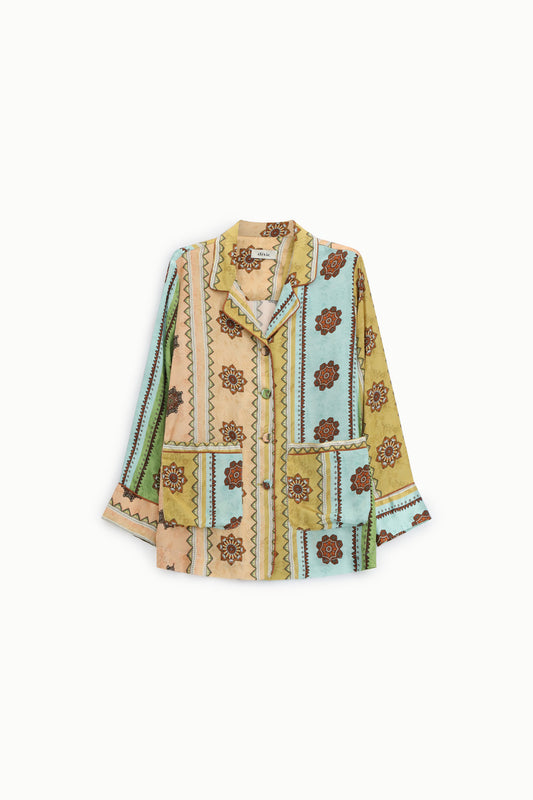 Camicia fantasia floreale con tasche frontali