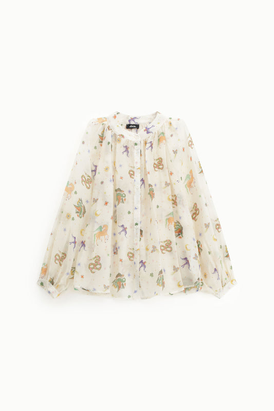 Camicia con stampa e scollo rotondo