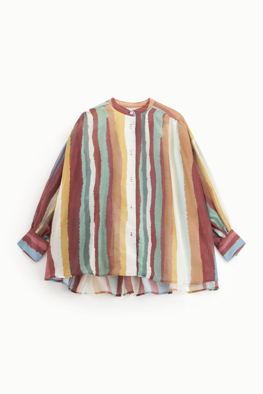 Camicia larga a righe multicolore