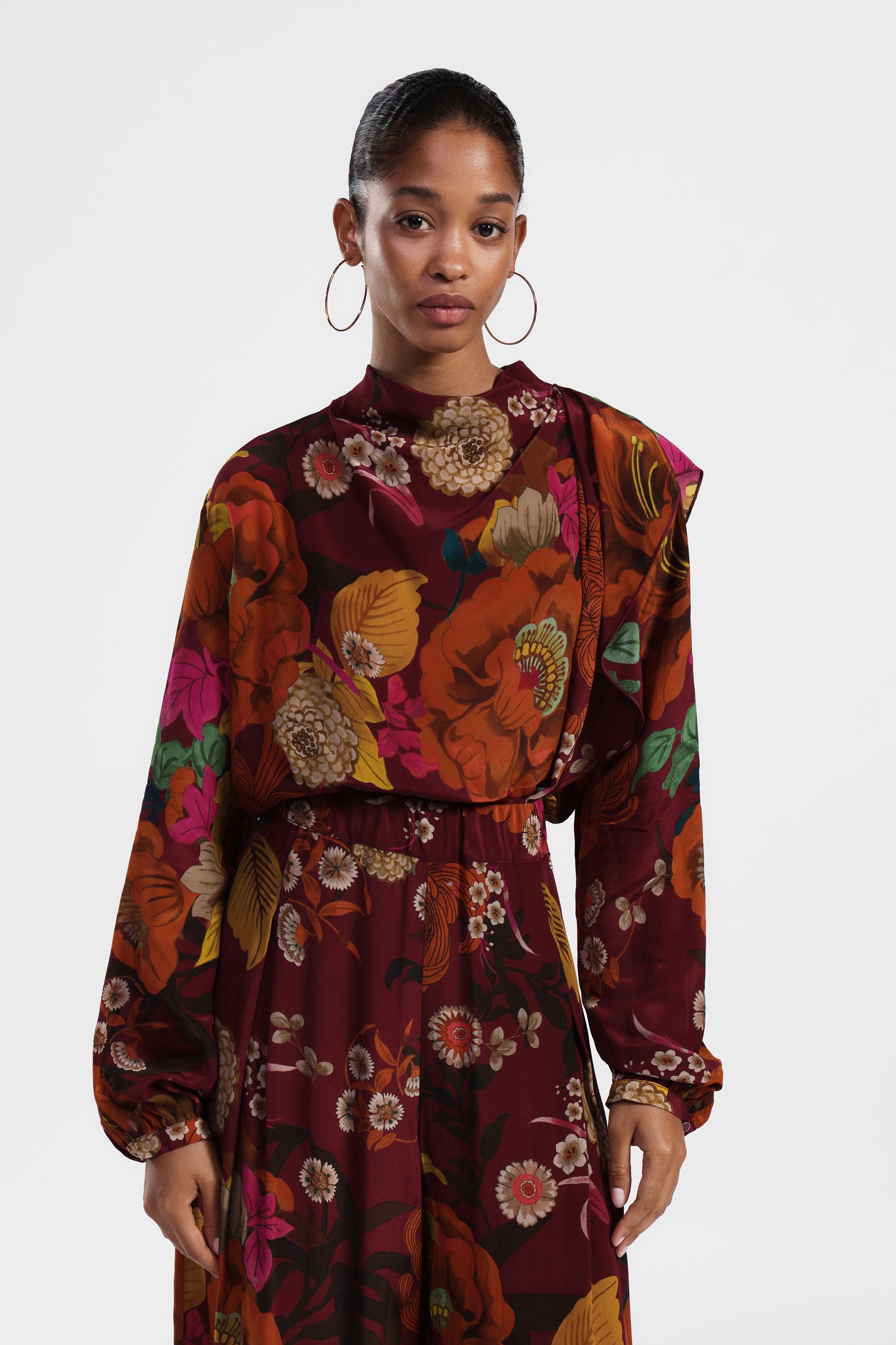 Camicia stampa floreale maniche lunghe