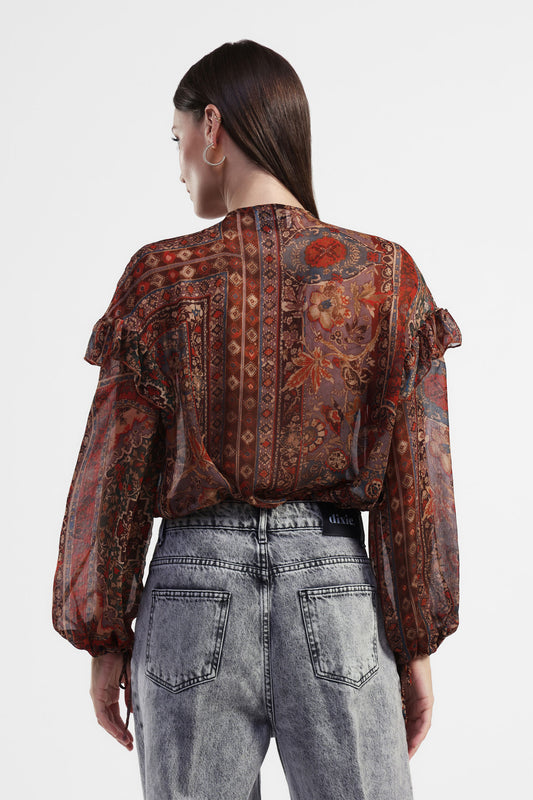 Camicia a stampa floreale con maniche lunghe