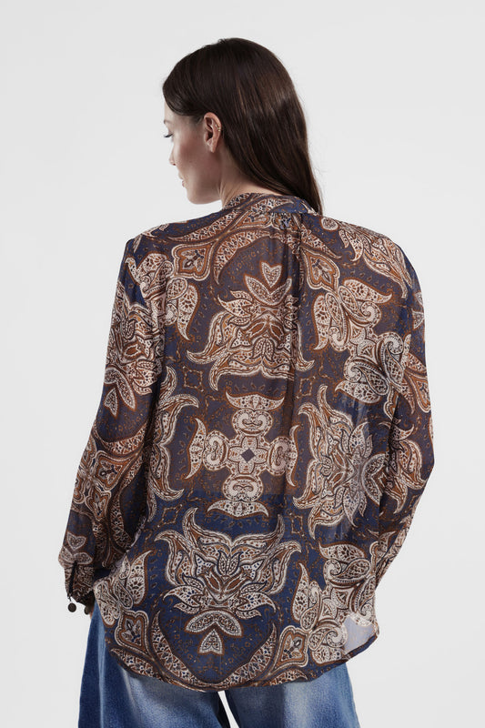 Camicia stampa paisley con maniche lunghe leggere