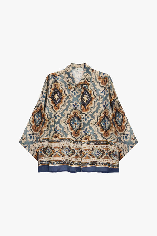 Camicia oversize fantasia con motivo geometrico