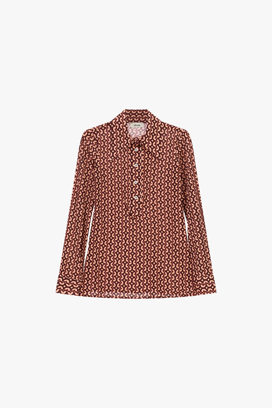 Camicia fantasia geometrica con bottoni frontali