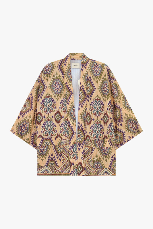 Cappotto duster fantasia geometrica manica ampia