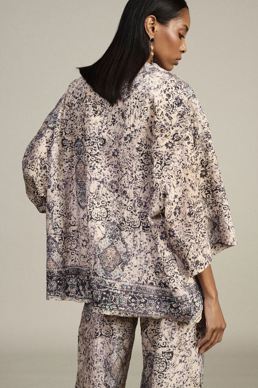 Cappotto duster fantasia con maniche ampie