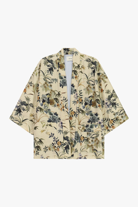 Cappotto duster fantasia floreale manica ampia