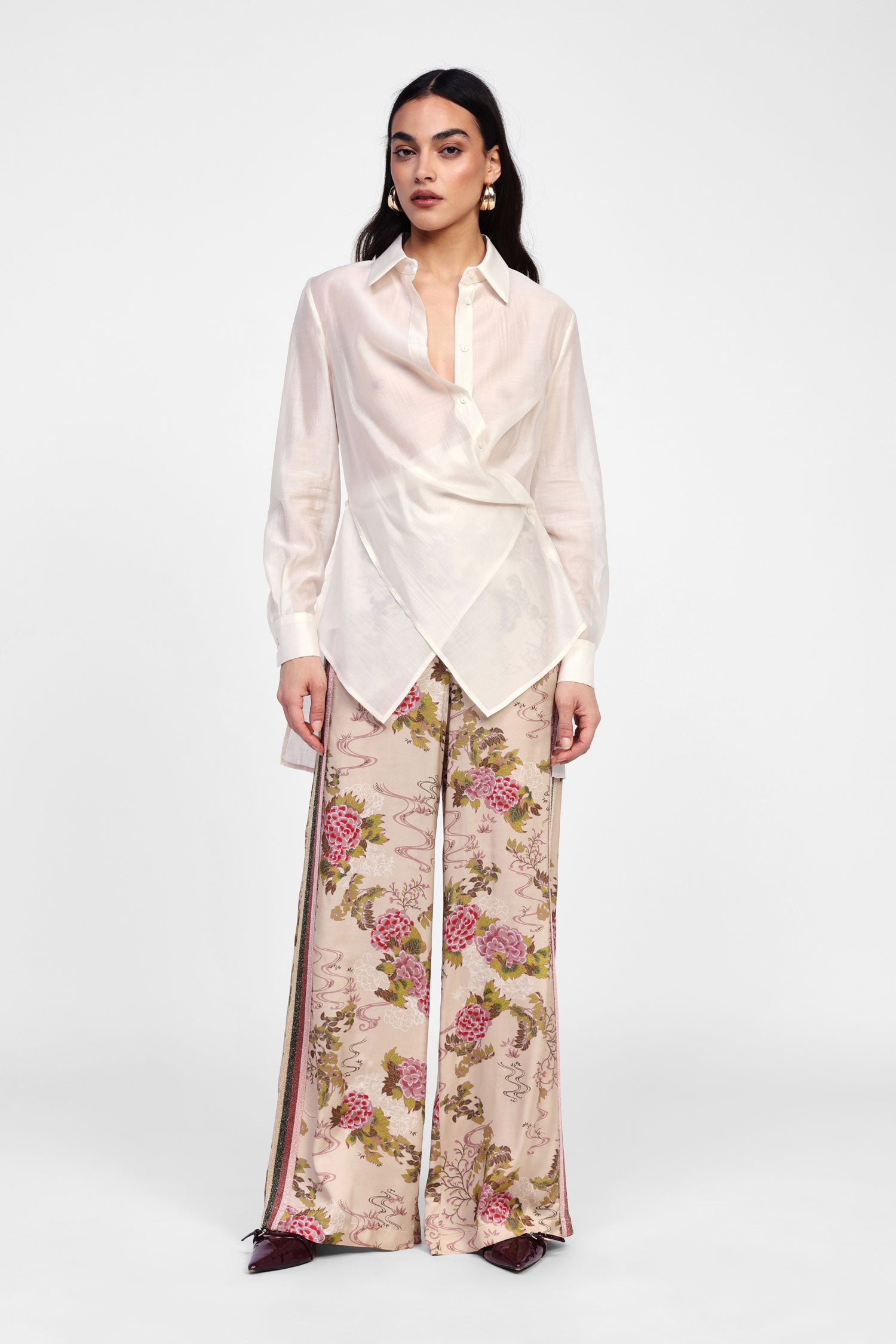 Pantaloni ampia stampa floreale