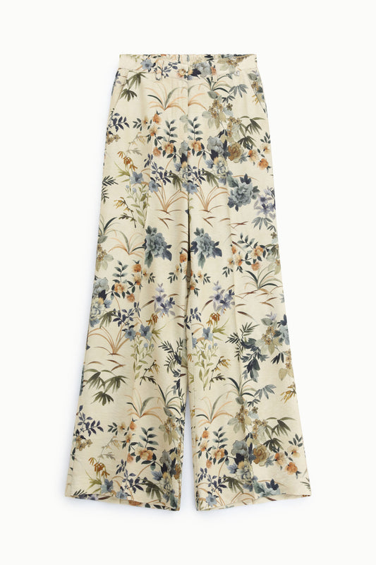 Pantaloni palazzo stampa floreale a vita alta