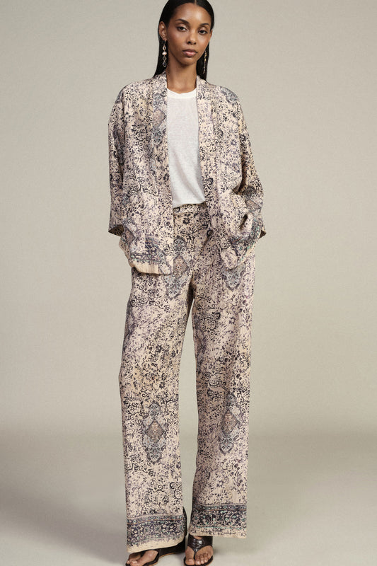 Pantaloni palazzo stampa paisley a gamba larga