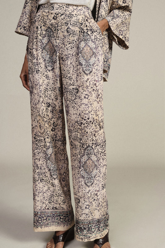 Pantaloni palazzo stampa paisley a gamba larga