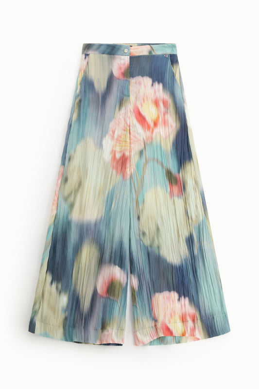 Pantaloni palazzo con motivi floreali