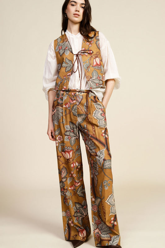 Trousers palazzo fantasia floreale vita alta