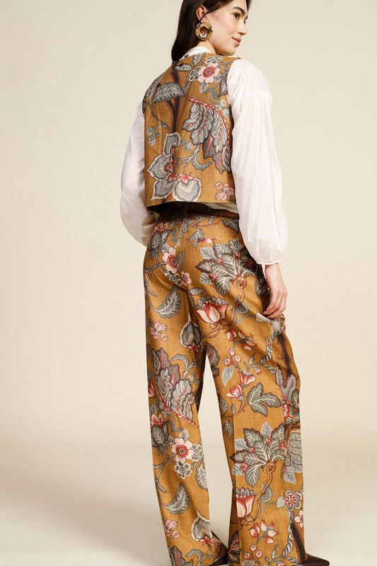 Trousers palazzo fantasia floreale vita alta