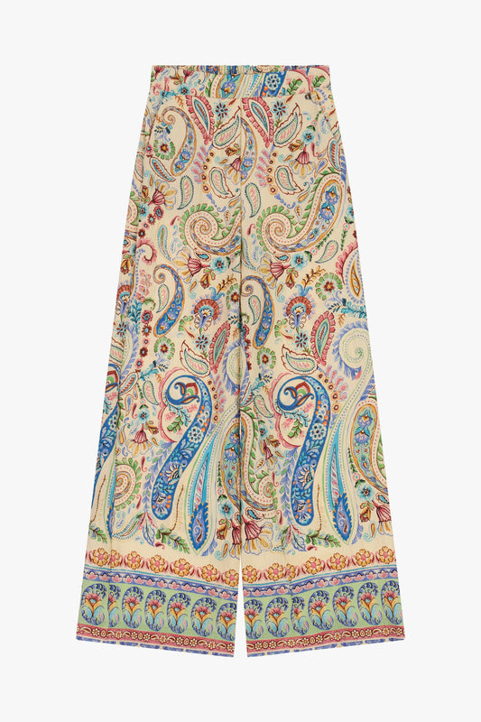 Pantaloni palazzo stampa paisley a gamba larga