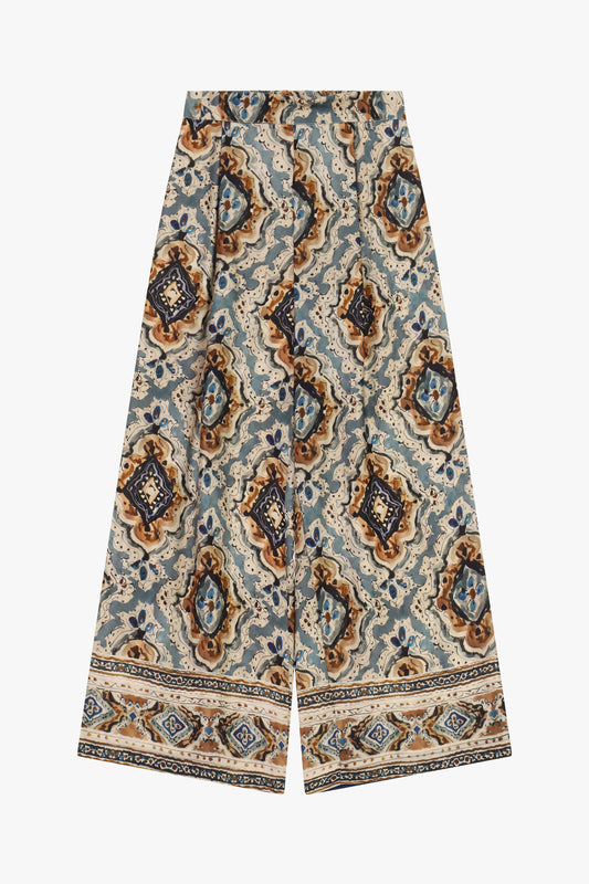Pantaloni palazzo fantasia dettagli geometrici