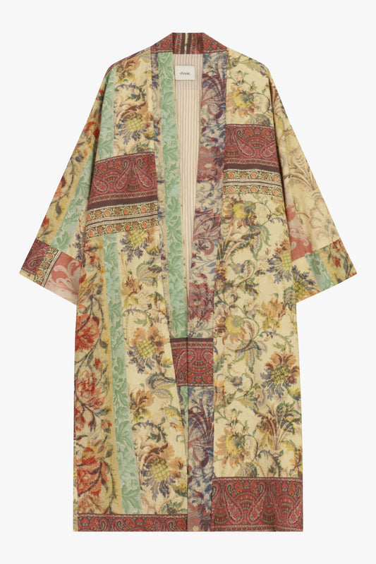 Cappotto duster fantasia patchwork floreale lungo