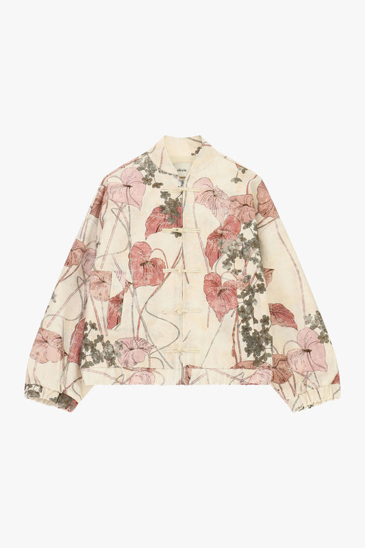 Bomber con stampa floreale e chiusura a nodo