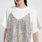 T-shirt a maniche corte con top a paillettes