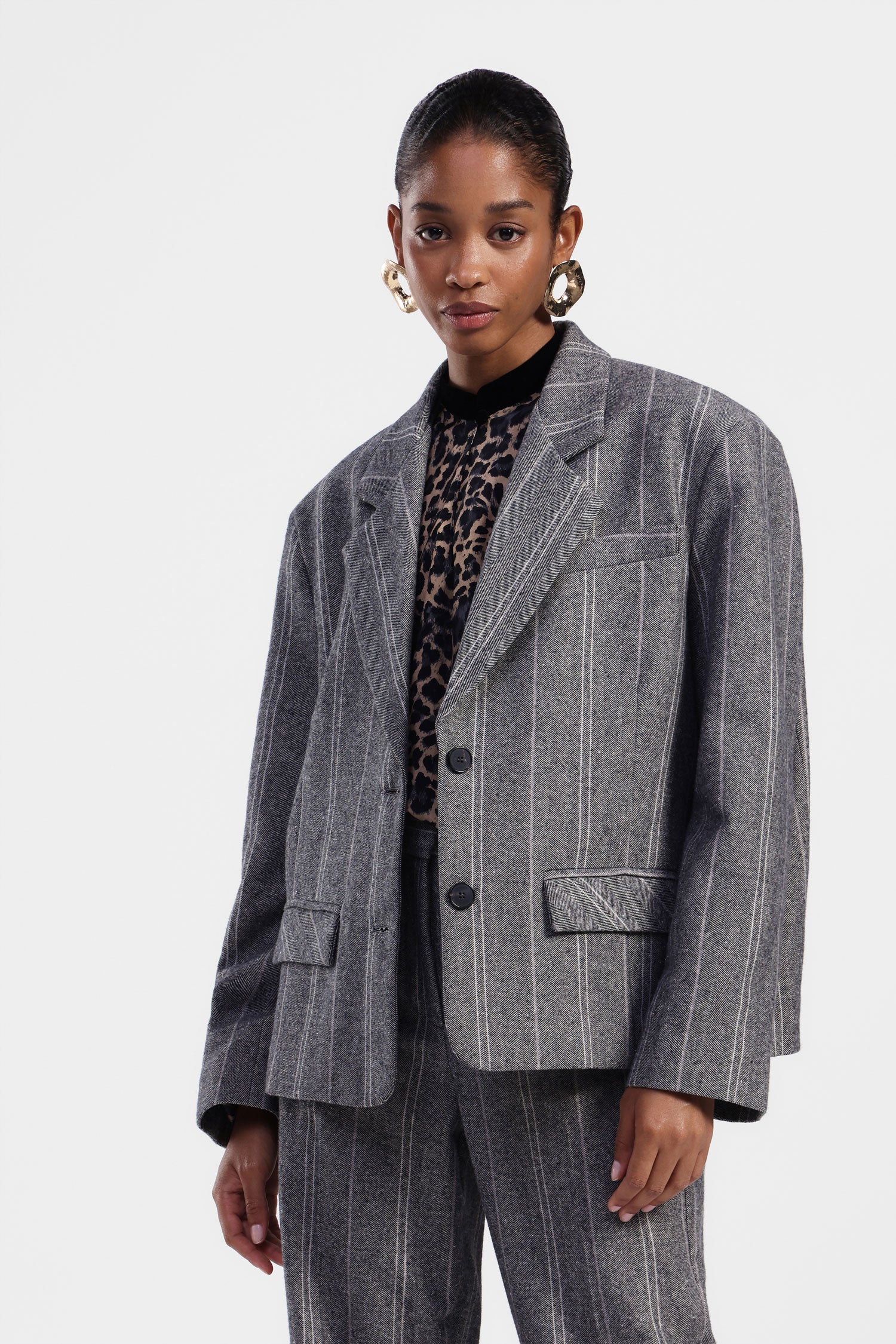 Blazer a righe con bottoni