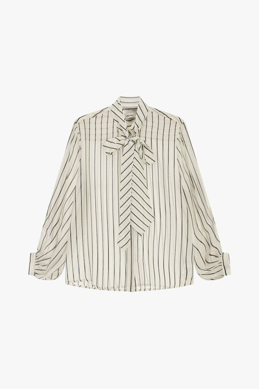 Camicia a righe con fiocco e maniche ampie