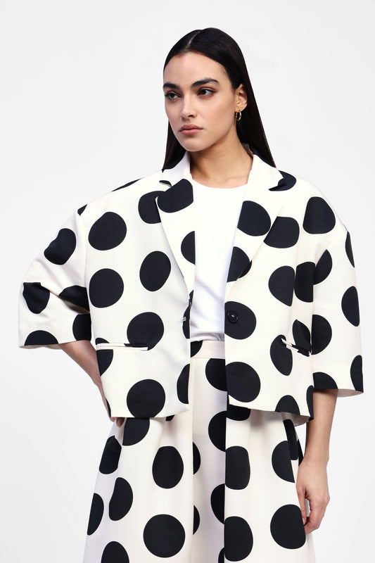 Blazer con maniche 3/4 e stampa pois